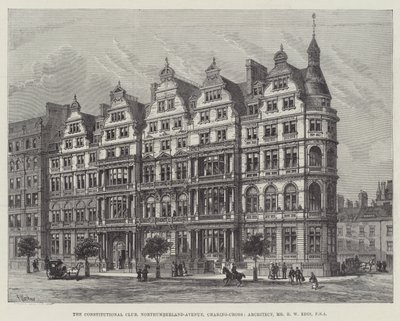 De Constitutionele Club, Northumberland-Avenue, Charing-Cross, architect: Mr. R.W. Edis door Frank Watkins